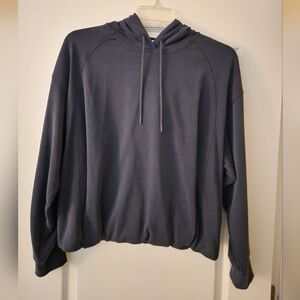 Athleta Womens pull over blouson hoodie, super soft. Navy, size - large